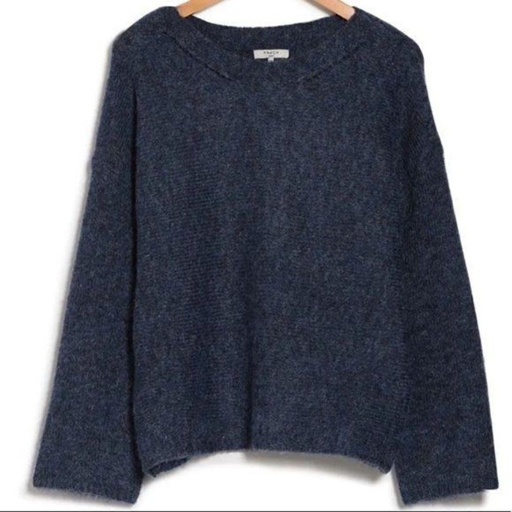 FRNCH Open Stitch Knit Sweater In Heather Blue S/M